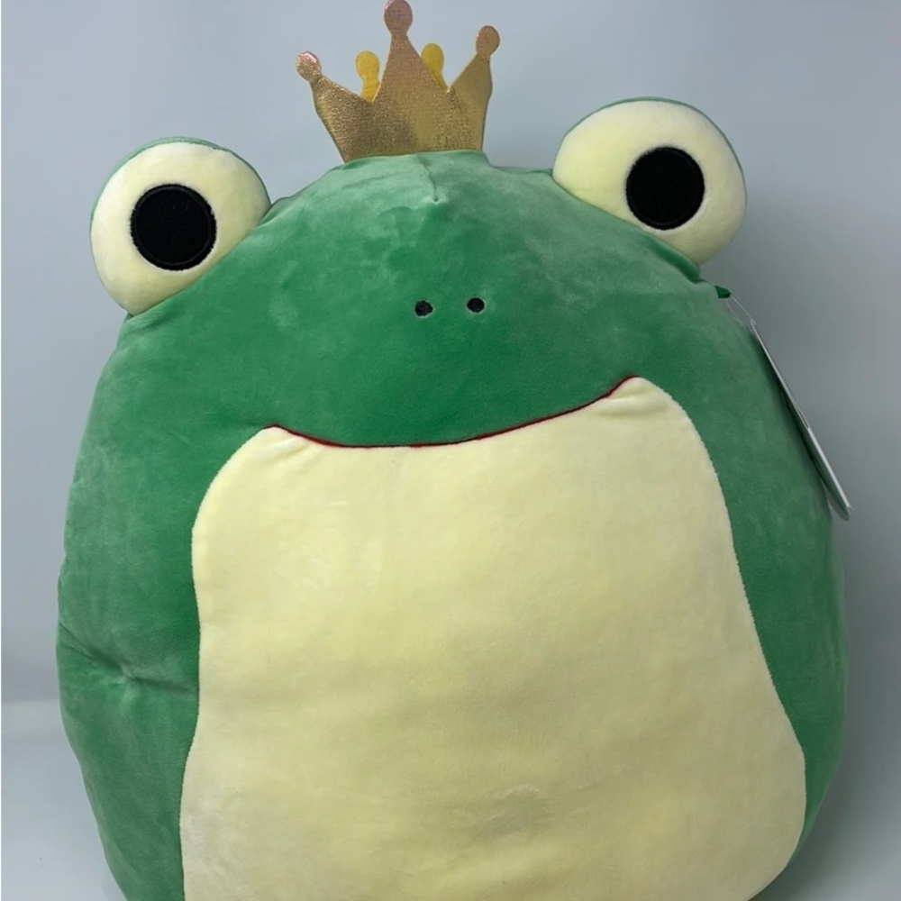 Green Frog Plush Toy with Gold Crown